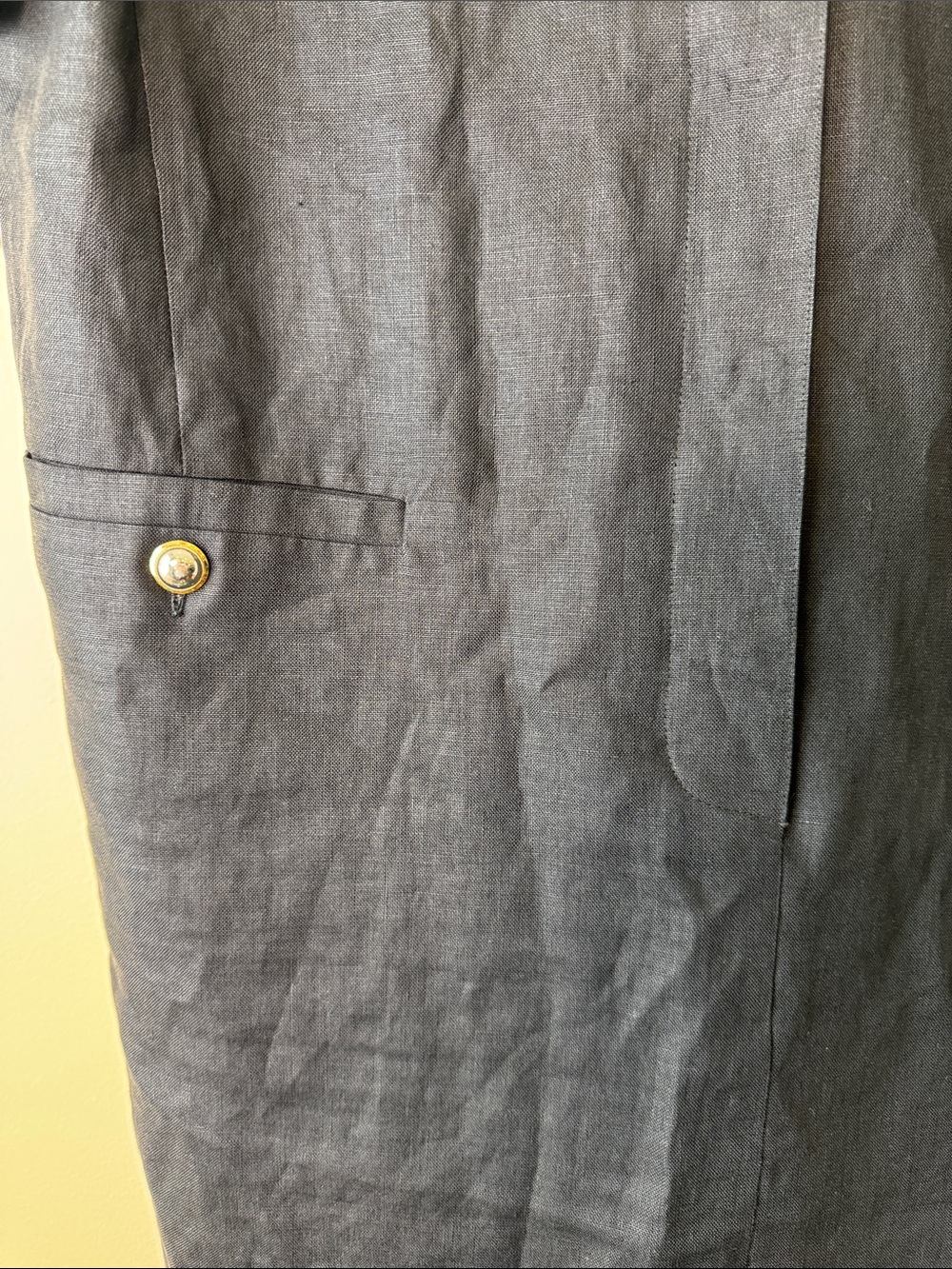 MAXMARA Vintage 100% Linen Black Short-Sleeve Lady Shift Dress Minimal Preppy 10 - Picture 4 of 14